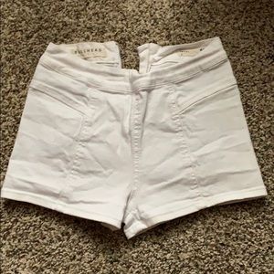 High Rise White Denim Bullhead Hot Shorts